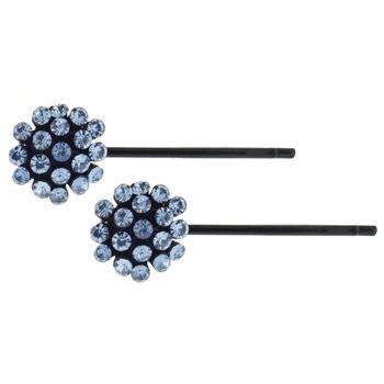 Karen Marie - Crystal Ball Bobby Pins - Blue Sapphire - Black (Set of 2)